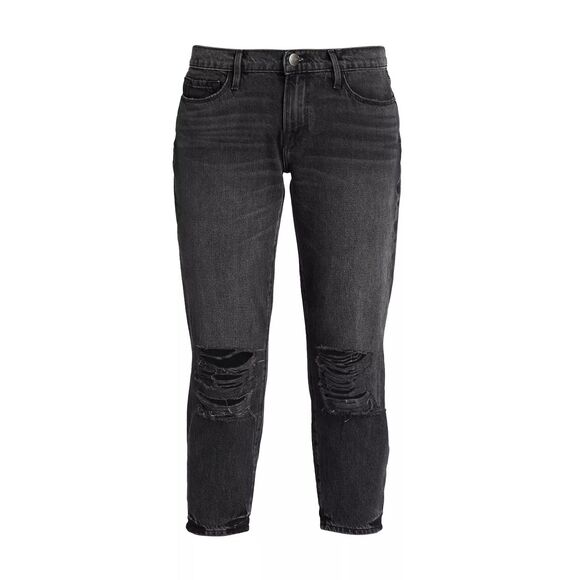NWT FRAME Le Garçon Crop Boyfriend Jeans Women’s 28 Black Premium Denim - Picture 2 of 4